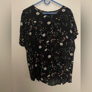 Navy Blue, Floral Top